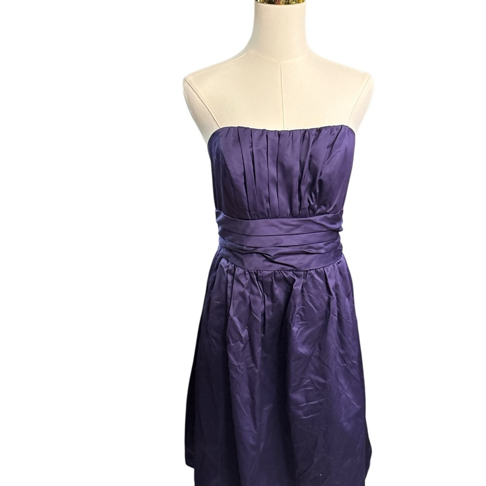 David's Bridal Strapless A-Line Dress 100% Cotton Shell in Purple Size 8